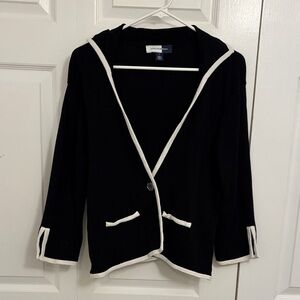 Jones Wear Black Cardigan with White Accents